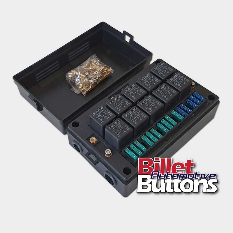 Relay / Fuse Holder Mounting Box Holds 10x Relays, Fuses & Crimp Terminals DIY Automotive Car Truck 4x4 12v