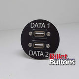 Dual USB 2.0 Data Bulkhead Adapter Panel Mount Universal Adhesive Backing Custom Laser Etching